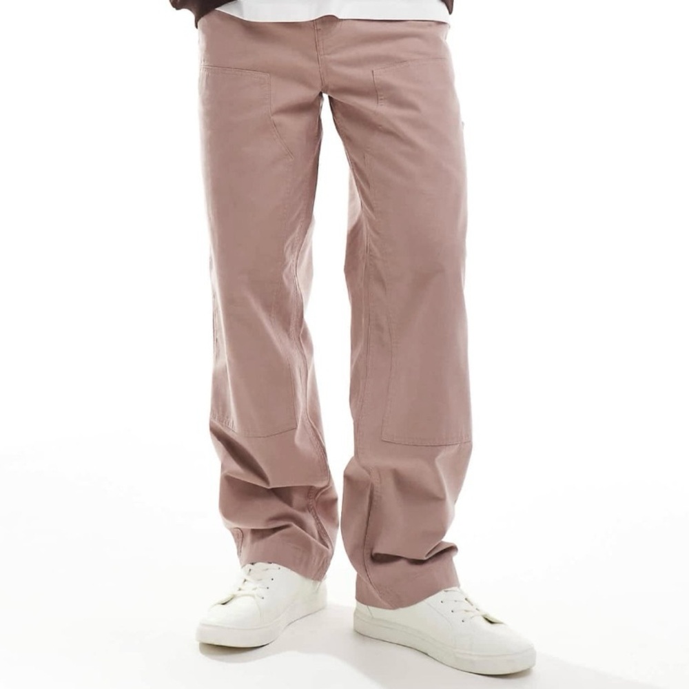ASOS Design Baggy Fit Carpenter Pants in Mauve
